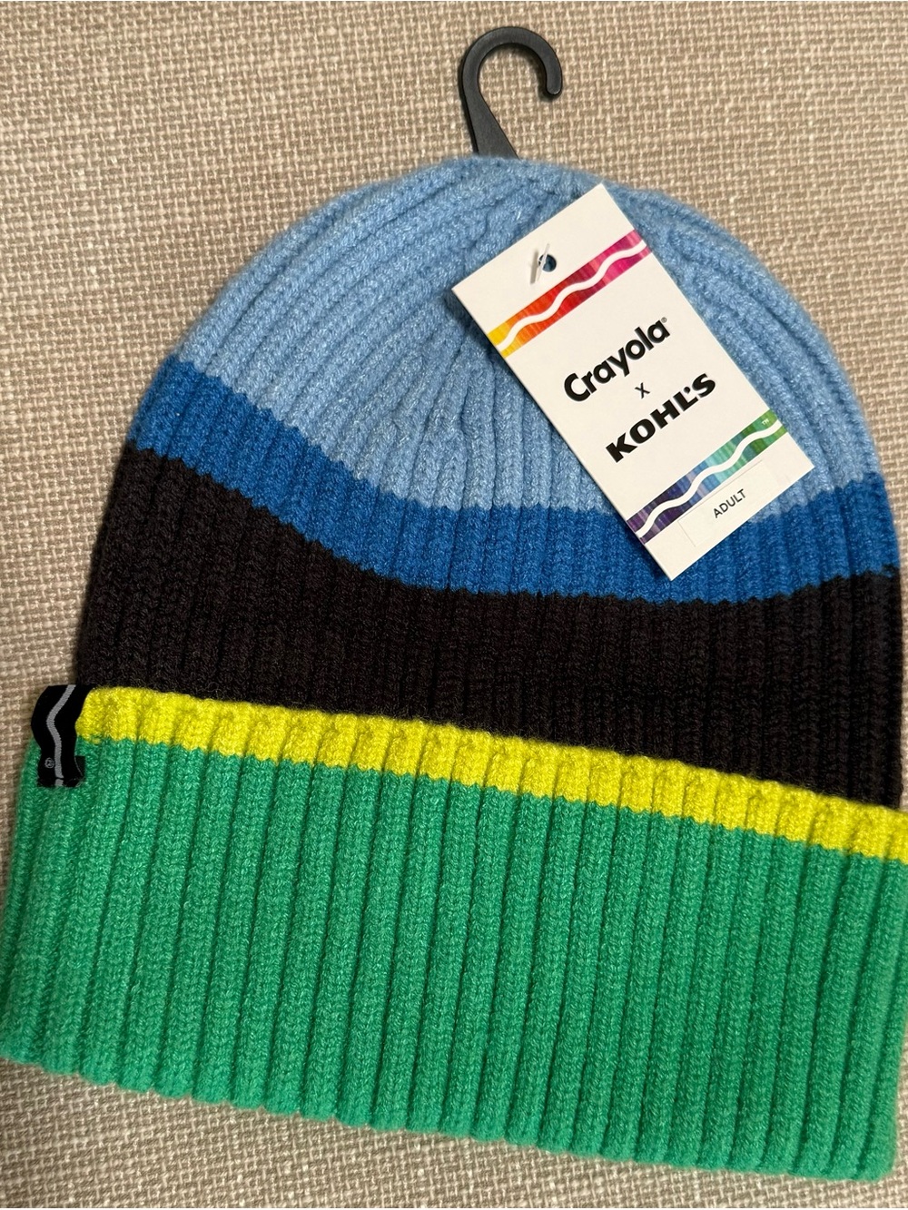 Crayola x Kohl’s Adult Beanie Blue/Green/Black/Yellow NWT